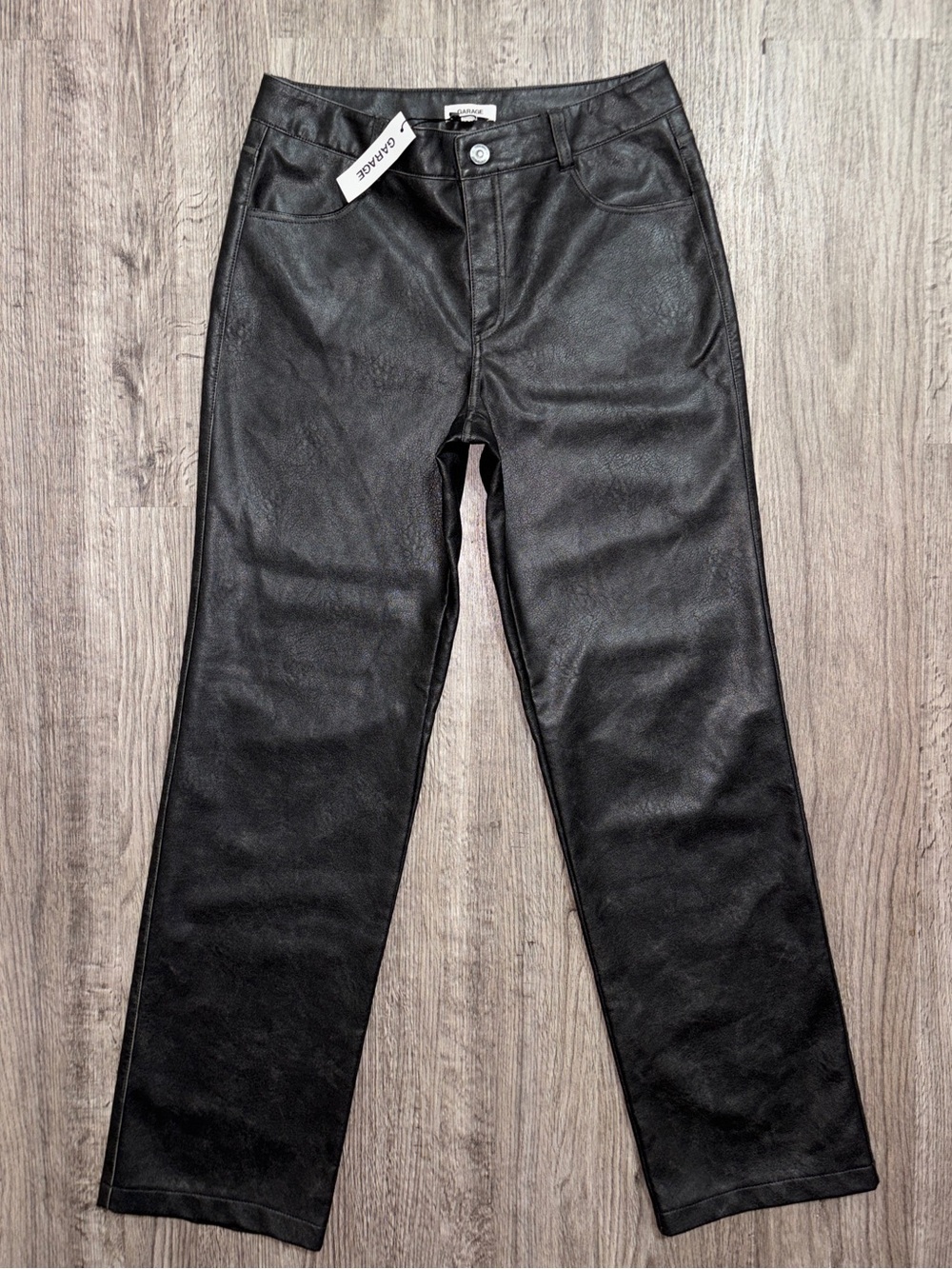 Garage Faux Leather Straight Leg Pants Women’s Size 7 Black NWT Vegan Y2K